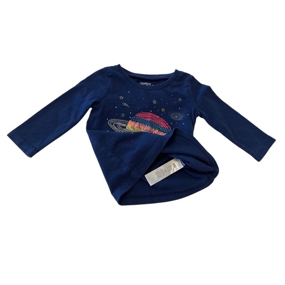 💫$4/ADD ON💫 OshKosh B'gosh Navy Cosmic Planet Long Sleeve Tee | Baby Girls 6 MTH - Picture 4 of 5